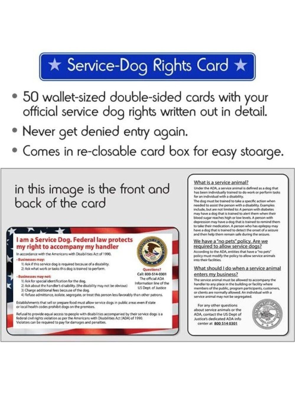 Service Dog Puppy Vest ID Tag 50 ADA Info Cards Harness Leash Collar Black SMALL - Picture 4 of 6